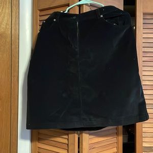Wool rich black corduroy skirt